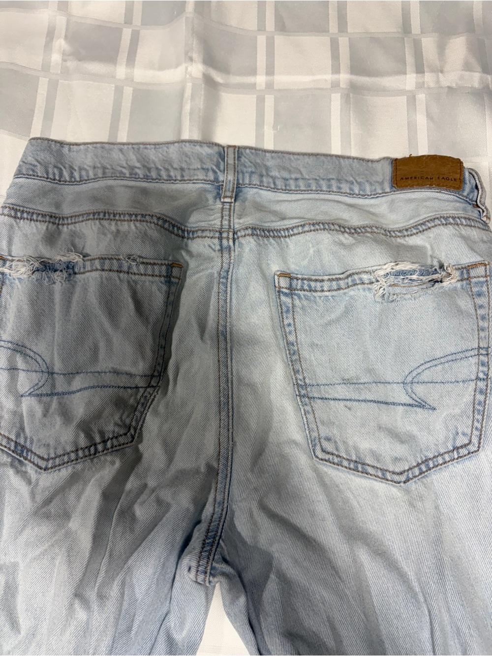 American Eagle Outfitters Light Blue Distressed Low Rise Skater